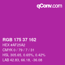 Color code: RGB 175 37 162 | qconv.com