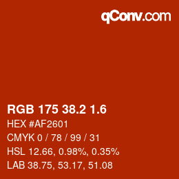カラーコード: RGB 175 38.2 1.6 | qconv.com