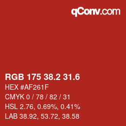 カラーコード: RGB 175 38.2 31.6 | qconv.com