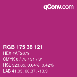 Color code: RGB 175 38 121 | qconv.com