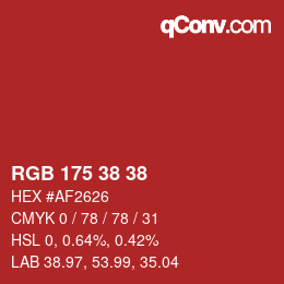 Color code: RGB 175 38 38 | qconv.com