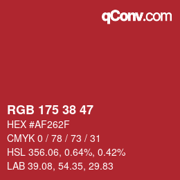 Color code: RGB 175 38 47 | qconv.com