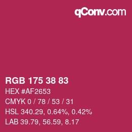 Color code: RGB 175 38 83 | qconv.com