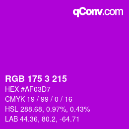 Color code: RGB 175 3 215 | qconv.com