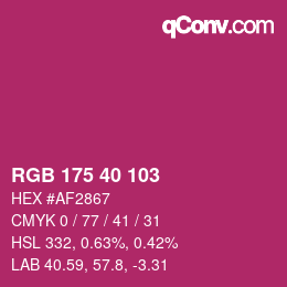Color code: RGB 175 40 103 | qconv.com