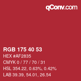 Color code: RGB 175 40 53 | qconv.com