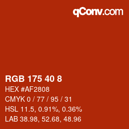 Color code: RGB 175 40 8 | qconv.com