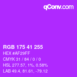 Color code: RGB 175 41 255 | qconv.com