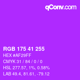 Color code: RGB 175 41 255 | qconv.com