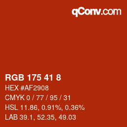Color code: RGB 175 41 8 | qconv.com