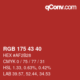 颜色代码: RGB 175 43 40 | qconv.com