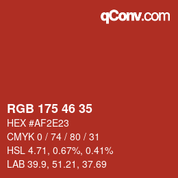 Código de color: RGB 175 46 35 | qconv.com