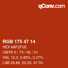 Color code: RGB 175 47 14 | qconv.com