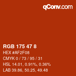 Color code: RGB 175 47 8 | qconv.com