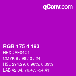 Color code: RGB 175 4 193 | qconv.com