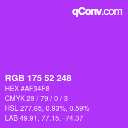颜色代码: RGB 175 52 248 | qconv.com