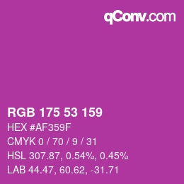 Color code: RGB 175 53 159 | qconv.com