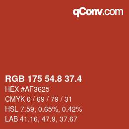 カラーコード: RGB 175 54.8 37.4 | qconv.com