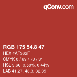 Color code: RGB 175 54.8 47 | qconv.com