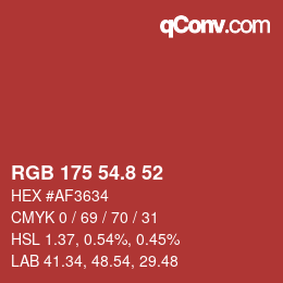 Color code: RGB 175 54.8 52 | qconv.com