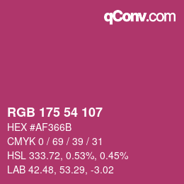 Color code: RGB 175 54 107 | qconv.com