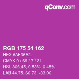 Color code: RGB 175 54 162 | qconv.com