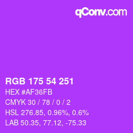 Color code: RGB 175 54 251 | qconv.com