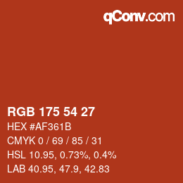 Color code: RGB 175 54 27 | qconv.com