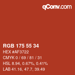 Color code: RGB 175 55 34 | qconv.com