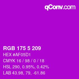 Color code: RGB 175 5 209 | qconv.com