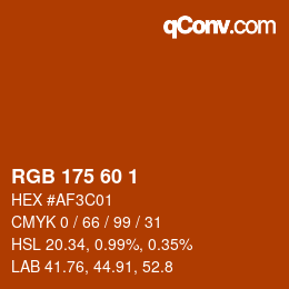 カラーコード: RGB 175 60 1 | qconv.com