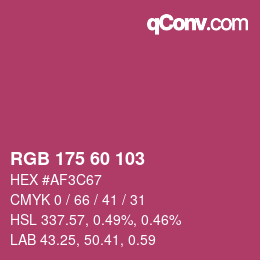 颜色代码: RGB 175 60 103 | qconv.com