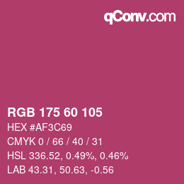 颜色代码: RGB 175 60 105 | qconv.com