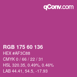 Código de color: RGB 175 60 136 | qconv.com