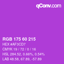 カラーコード: RGB 175 60 215 | qconv.com
