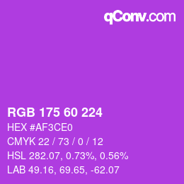 カラーコード: RGB 175 60 224 | qconv.com