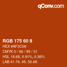 カラーコード: RGB 175 60 8 | qconv.com
