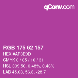 Color code: RGB 175 62 157 | qconv.com