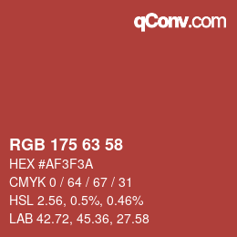 Color code: RGB 175 63 58 | qconv.com
