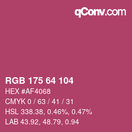 Color code: RGB 175 64 104 | qconv.com