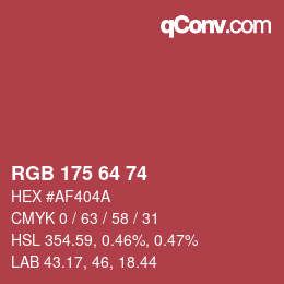 Código de color: RGB 175 64 74 | qconv.com