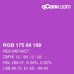 Color code: RGB 175 68 199 | qconv.com