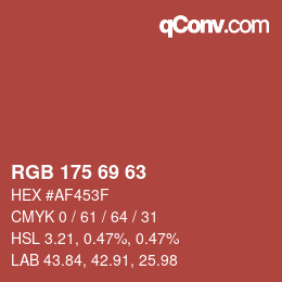 Código de color: RGB 175 69 63 | qconv.com