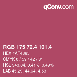 カラーコード: RGB 175 72.4 101.4 | qconv.com