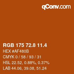 カラーコード: RGB 175 72.8 11.4 | qconv.com