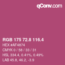 カラーコード: RGB 175 72.8 116.4 | qconv.com