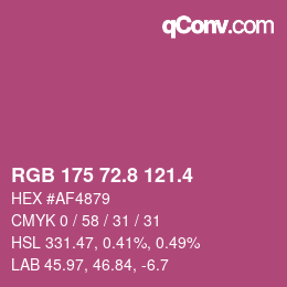 カラーコード: RGB 175 72.8 121.4 | qconv.com