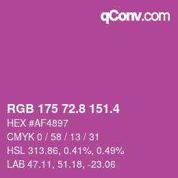 カラーコード: RGB 175 72.8 151.4 | qconv.com