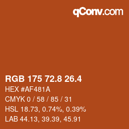 カラーコード: RGB 175 72.8 26.4 | qconv.com