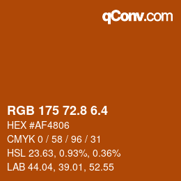 カラーコード: RGB 175 72.8 6.4 | qconv.com